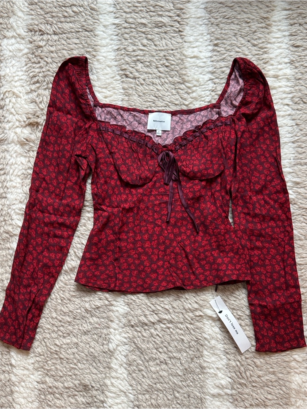 Reformation Carlisa Top Long-Sleeve Tie Top